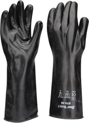 SHOWA - Size L (9), 14" Long, 14 mil Thick, Butyl Chemical Resistant Gloves - Smooth Finish, Rolled Cuff, ANSI Abrasion Level 0, ANSI Cut Level 0, ANSI Puncture Level 0, Black - Benchmark Tooling