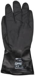 SHOWA - Size 2XL (11), 14" Long, 14 mil Thick, Butyl Chemical Resistant Gloves - Textured Finish, Rolled Cuff, ANSI Abrasion Level 0, ANSI Cut Level 0, ANSI Puncture Level 0, Black - Benchmark Tooling