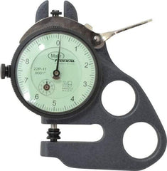 Mahr - 0 to 0.1 Inch Measurement, 0.0001 Inch Graduation, 1.13 Inch Throat Depth, Dial Thickness Gage - 1/4 Inch Dial Diameter - Benchmark Tooling