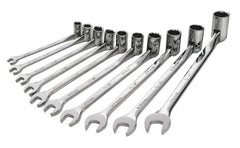 SK - 10 Piece, 10 to 19mm, Combination Wrench Set - Metric System of Measurement, Chrome Finish, Comes in Tray - Benchmark Tooling