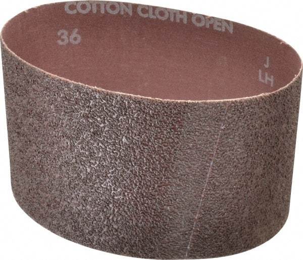 Norton - 3-1/2" Wide x 15-1/2" OAL, 36 Grit, Aluminum Oxide Abrasive Belt - Aluminum Oxide, Very Coarse, Coated, X Weighted Cloth Backing, Series R228 - Benchmark Tooling