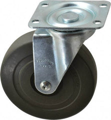Albion - 5" Diam x 1-1/4" Wide x 6-15/32" OAH Top Plate Mount Swivel Caster - Hard Rubber, 290 Lb Capacity, Self-Lubricating Bearing, 2-7/8 x 3-5/8" Plate - Benchmark Tooling