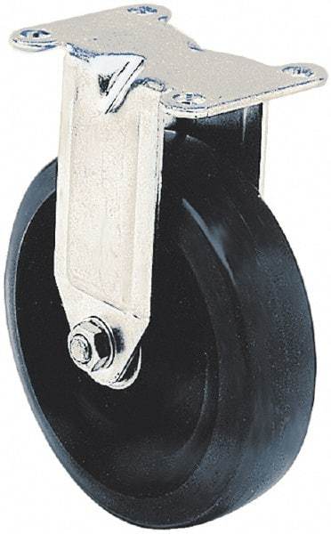 Albion - 4" Diam x 1-1/4" Wide x 5-13/32" OAH Top Plate Mount Swivel Caster - Hard Rubber, 275 Lb Capacity, Self-Lubricating Bearing, 2-7/8 x 3-5/8" Plate - Benchmark Tooling
