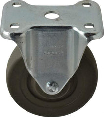 Albion - 4" Diam x 1-1/4" Wide x 5-13/32" OAH Top Plate Mount Rigid Caster - Hard Rubber, 275 Lb Capacity, Self-Lubricating Bearing, 2-7/8 x 3-5/8" Plate - Benchmark Tooling