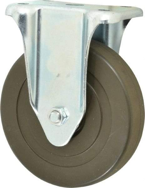 Albion - 5" Diam x 1-1/4" Wide x 6-15/32" OAH Top Plate Mount Rigid Caster - Hard Rubber, 290 Lb Capacity, Self-Lubricating Bearing, 2-7/8 x 3-5/8" Plate - Benchmark Tooling