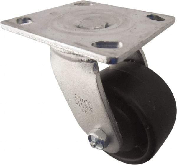 Value Collection - 4" Diam x 2" Wide x 5-5/8" OAH Top Plate Mount Swivel Caster - Polyolefin, 450 Lb Capacity, Roller Bearing, 3-7/8 x 4-1/2" Plate - Benchmark Tooling