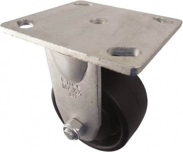 Value Collection - 4" Diam x 2" Wide x 5-5/8" OAH Top Plate Mount Rigid Caster - Polyolefin, 450 Lb Capacity, Roller Bearing, 3-7/8 x 4-1/2" Plate - Benchmark Tooling
