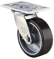 Albion - 10" Diam x 2-1/2" Wide x 11-1/2" OAH Top Plate Mount Swivel Caster - Phenolic, 1,500 Lb Capacity, Roller Bearing, 4-1/2 x 6-5/16" Plate - Benchmark Tooling