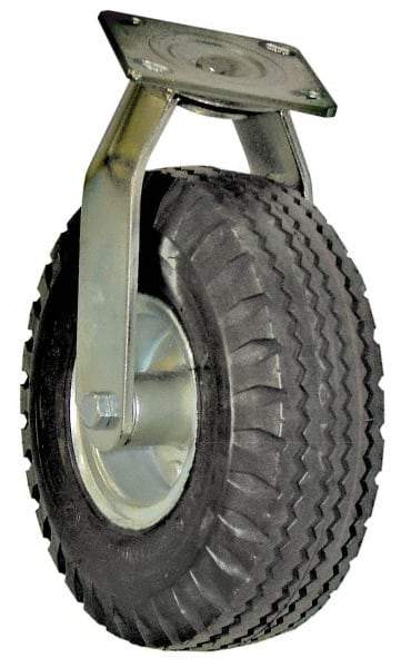 Value Collection - 12" Diam x 2" Wide, Pneumatic Rigid Caster - 420 Lb Capacity, Top Plate Mount, 4" x 4-1/2" Plate, Ball Bearing - Benchmark Tooling