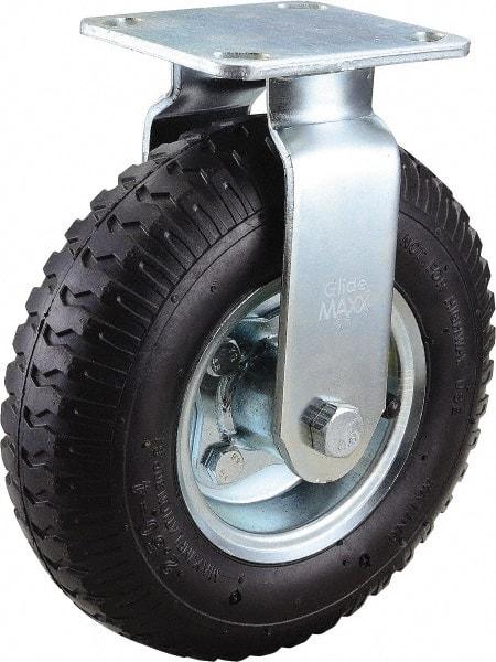 Value Collection - 8" Diam x 2" Wide, Pneumatic Rigid Caster - 300 Lb Capacity, Top Plate Mount, 4" x 4-1/2" Plate, Ball Bearing - Benchmark Tooling