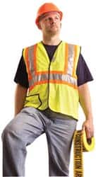 OccuNomix - Size 4XL High Visibility Yellow Mesh General Purpose Vest - 56 to 58" Chest, ANSI 107-2015, Hook & Loop Closure, 2 Pockets, Polyester - Benchmark Tooling