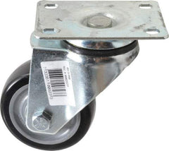 Fairbanks - 3" Diam x 1-1/4" Wide x 4-3/4" OAH Top Plate Mount Swivel Caster - Polyurethane, 150 Lb Capacity, Ball Bearing, 2-7/8 x 3-5/8" Plate - Benchmark Tooling