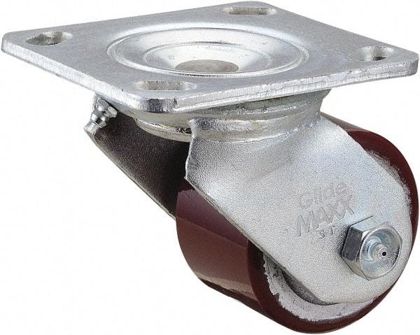 Value Collection - 3" Diam x 1-1/2" Wide x 4-1/2" OAH Top Plate Mount Swivel Caster - Polyurethane, 420 Lb Capacity, Roller Bearing, 4 x 4-1/2" Plate - Benchmark Tooling
