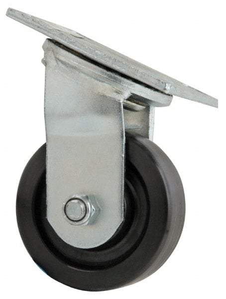 Value Collection - 4" Diam x 1-1/2" Wide x 5-5/8" OAH Top Plate Mount Swivel Caster - Phenolic, 600 Lb Capacity, Roller Bearing, 4 x 4-1/2" Plate - Benchmark Tooling