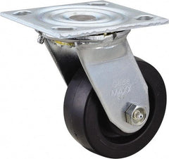 Value Collection - 4" Diam x 1-1/2" Wide x 5-5/8" OAH Top Plate Mount Swivel Caster - Polyolefin, 420 Lb Capacity, Delrin Bearing, 4 x 4-1/2" Plate - Benchmark Tooling