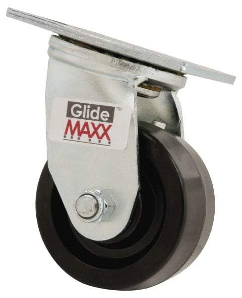 Value Collection - 4" Diam x 2" Wide x 5-5/8" OAH Top Plate Mount Swivel Caster - Phenolic, 800 Lb Capacity, Roller Bearing, 4 x 4-1/2" Plate - Benchmark Tooling
