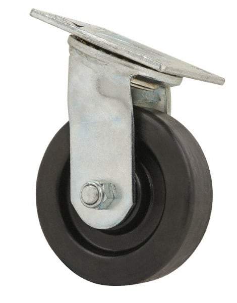 Value Collection - 5" Diam x 1-1/2" Wide x 6-1/2" OAH Top Plate Mount Swivel Caster - Phenolic, 600 Lb Capacity, Roller Bearing, 4 x 4-1/2" Plate - Benchmark Tooling