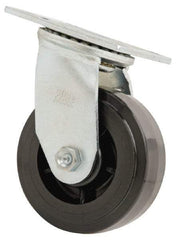 Value Collection - 5" Diam x 2" Wide x 6-1/2" OAH Top Plate Mount Swivel Caster - Polyolefin, 650 Lb Capacity, Delrin Bearing, 4 x 4-1/2" Plate - Benchmark Tooling