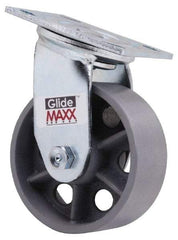 Value Collection - 5" Diam x 2" Wide x 6-1/2" OAH Top Plate Mount Swivel Caster - Semi-Steel, 1,000 Lb Capacity, Roller Bearing, 4 x 4-1/2" Plate - Benchmark Tooling