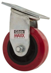 Value Collection - 5" Diam x 2" Wide x 6-1/2" OAH Top Plate Mount Swivel Caster - Polyurethane, 600 Lb Capacity, Roller Bearing, 4 x 4-1/2" Plate - Benchmark Tooling