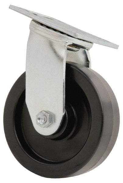 Value Collection - 6" Diam x 2" Wide x 7-1/2" OAH Top Plate Mount Swivel Caster - Polyolefin, 800 Lb Capacity, Roller Bearing, 4 x 4-1/2" Plate - Benchmark Tooling