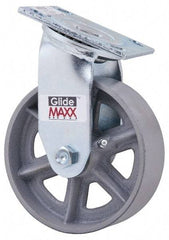 Value Collection - 6" Diam x 2" Wide x 7-1/2" OAH Top Plate Mount Swivel Caster - Semi-Steel, 1,200 Lb Capacity, Roller Bearing, 4 x 4-1/2" Plate - Benchmark Tooling