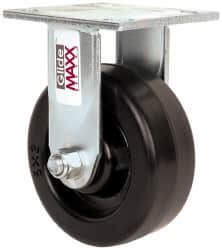 Value Collection - 5" Diam x 2" Wide x 6-1/2" OAH Top Plate Mount Rigid Caster - Phenolic, 1,000 Lb Capacity, Roller Bearing, 4 x 4-1/2" Plate - Benchmark Tooling