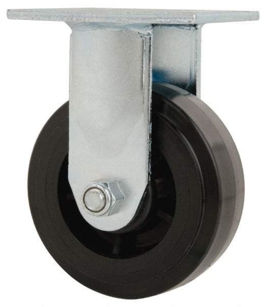 Value Collection - 5" Diam x 2" Wide x 6-1/2" OAH Top Plate Mount Rigid Caster - Polyolefin, 650 Lb Capacity, Delrin Bearing, 4 x 4-1/2" Plate - Benchmark Tooling