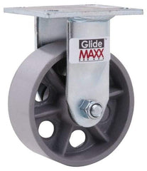 Value Collection - 5" Diam x 2" Wide x 6-1/2" OAH Top Plate Mount Rigid Caster - Semi-Steel, 1,000 Lb Capacity, Roller Bearing, 4 x 4-1/2" Plate - Benchmark Tooling