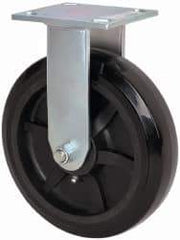 Value Collection - 8" Diam x 2" Wide x 9-1/2" OAH Top Plate Mount Rigid Caster - Polyolefin, 1,000 Lb Capacity, Roller Bearing, 4 x 4-1/2" Plate - Benchmark Tooling
