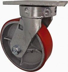 Value Collection - 8" Diam x 2-1/2" Wide x 10-1/8" OAH Top Plate Mount Swivel Caster - Polyurethane, 1,800 Lb Capacity, Roller Bearing, 4-1/2 x 6-1/2" Plate - Benchmark Tooling