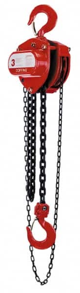 Coffing - 6,000 Lb Lifting Capacity, 20' Lift Height, Hand Hoist - Made from Chain, 95' Overhaul to Lift 1', 84 Lb Avg Pull to Lift Rated Load - Benchmark Tooling