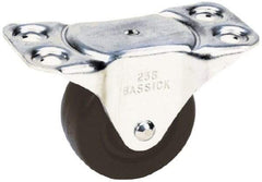 Albion - 2-1/2" Diam x 1-1/8" Wide x 2-7/8" OAH Top Plate Mount Rigid Caster - Hard Rubber, 175 Lb Capacity, Self-Lubricating Bearing, 2-1/4 x 4-1/2" Plate - Benchmark Tooling