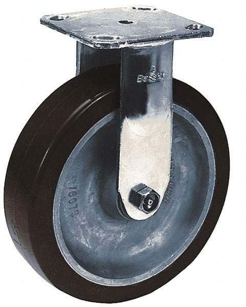 Albion - 5" Diam x 2" Wide x 6-1/2" OAH Top Plate Mount Rigid Caster - Phenolic, 900 Lb Capacity, Roller Bearing, 4 x 4-1/2" Plate - Benchmark Tooling