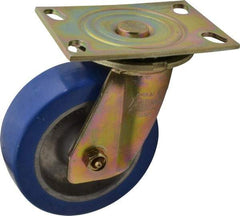 Albion - 6" Diam x 2" Wide x 7-1/2" OAH Top Plate Mount Swivel Caster - Polyurethane, 1,750 Lb Capacity, Sealed Roller Bearing, 4-1/2 x 6-5/16" Plate - Benchmark Tooling