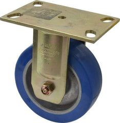 Albion - 6" Diam x 2" Wide x 7-1/2" OAH Top Plate Mount Rigid Caster - Polyurethane, 1,750 Lb Capacity, Sealed Roller Bearing, 4-1/2 x 6-5/16" Plate - Benchmark Tooling
