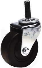 Shepherd - 3" Diam x 13/16" Wide x 3-1/2" OAH Stem Mount Swivel Caster with Brake - Hard Rubber, 120 Lb Capacity, Nylon Bearing, 3/8-16 x 1-1/2" Threaded Stem - Benchmark Tooling