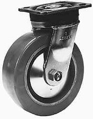 Albion - 4" Diam x 2" Wide x 5-5/8" OAH Top Plate Mount Rigid Caster - Phenolic, 800 Lb Capacity, Roller Bearing, 4 x 4-1/2" Plate - Benchmark Tooling