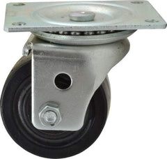 Albion - 3" Diam x 1-13/16" Wide x 3-31/32" OAH Top Plate Mount Swivel Caster - Phenolic, 700 Lb Capacity, Roller Bearing, 3-1/8 x 4-1/8" Plate - Benchmark Tooling