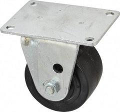 Albion - 3" Diam x 1-13/16" Wide x 3-31/32" OAH Top Plate Mount Rigid Caster - Phenolic, 700 Lb Capacity, Roller Bearing, 3-1/8 x 4-1/8" Plate - Benchmark Tooling