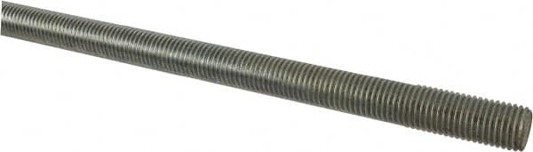 Made in USA - 1-8 UNC (Coarse), 6' Long, Low Carbon Steel Threaded Rod - Zinc-Plated Finish, Right Hand Thread - Benchmark Tooling