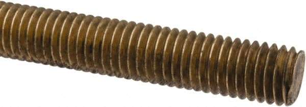 Made in USA - 1/2-13 UNC (Coarse), 6' Long, Brass Threaded Rod - Right Hand Thread - Benchmark Tooling