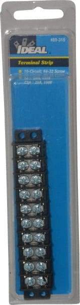 Ideal - 10 Poles, 300 Volt, 30 Amp, -40 to 266°F, Polyester Thermoplastic, Polyester Thermoplastic Multipole Terminal Block - Zinc Plated Steel, 22 to 14 AWG Compatibility, 0.41 Inch High - Benchmark Tooling