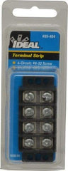 Ideal - 4 Poles, 300 Volt, 30 Amp, -40 to 266°F, Polyester Thermoplastic, Polyester Thermoplastic Multipole Terminal Block - Zinc Plated Steel, 22 to 12 AWG Compatibility, 0.56 Inch High - Benchmark Tooling