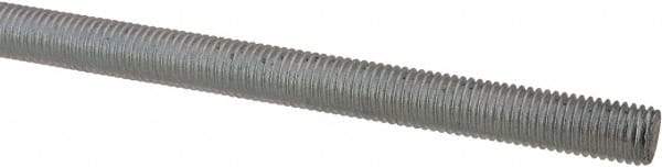 Made in USA - 1/4-28 UNF (Fine), 6' Long, Low Carbon Steel Threaded Rod - Zinc-Plated Finish, Right Hand Thread - Benchmark Tooling