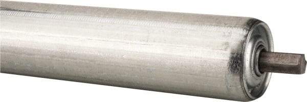 Made in USA - Replacement Conveyor Roller for 28 Inches Between Frame - 1.9 Inch Diameter, 7/16 Inch Axle, Galvanized Steel Finish, 16 Gage - Benchmark Tooling