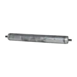 Made in USA - Replacement Conveyor Roller for 28 Inches Between Frame - 1.9 Inch Diameter, 7/16 Inch Axle, Galvanized Steel Finish, 14 Gage - Benchmark Tooling