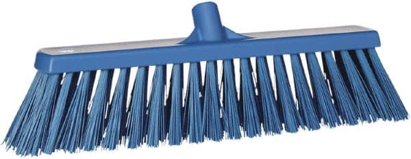 Vikan - 19" Heavy Duty Synthetic Push Broom - 4-1/2" Bristle Length, Plastic Block, European Threaded Handle Connection - Benchmark Tooling