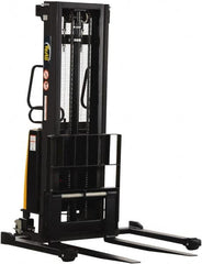 Vestil - 2,000 Lb Capacity, 118" Lift Height, Battery Powered Stacker - 2-1/8" Lowered Height, 42" Fork Length, 58" Overall Width - Benchmark Tooling
