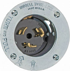 Hubbell Wiring Device-Kellems - 250 VAC, 50 Amp, Self Grounding Inlet - 3 Poles, 4 Wire, Male End, Metallic - Benchmark Tooling